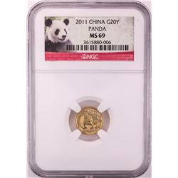 2011 China 20 Yuan Panda Gold Coin NGC MS69