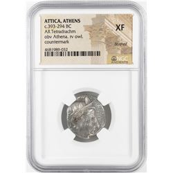 393-294 BC Attica Athens AR Tetradrachm Athena Owl Coin NGC XF