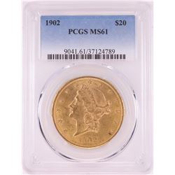 1902 $20 Liberty Head Double Eagle Gold Coin PCGS MS61