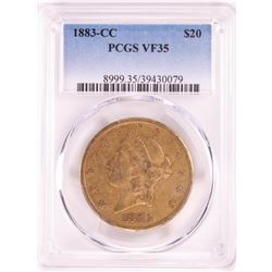 1883-CC $20 Liberty Head Double Eagle Gold Coin PCGS VF35