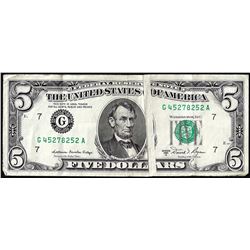 1981A $5 Federal Reserve Gutter Fold Error Note