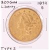 Image 1 : 1874-S Type 2 $20 Liberty Head Double Eagle Gold Coin