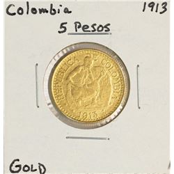 1913 Columbia 5 Pesos Gold Coin