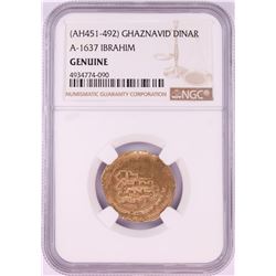 AH451-492 Ghaznavid Dinar A-1637 Ibrahim Gold Coin NGC Genuine