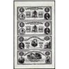Image 1 : Uncut Sheet of $1/$1/$2/$3 1800's Citizens Bank of Louisiana Obsolete Notes