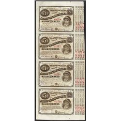 Uncut Sheet of (4) State of Louisiana Baby Bond Obsolete Notes