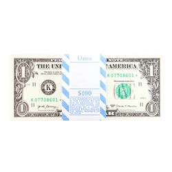 Pack of (100) Consecutive 2017 $1 Federal Reserve STAR Notes Dallas