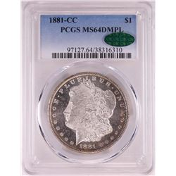 1881-CC $1 Morgan Silver Dollar Coin PCGS MS64DMPL CAC