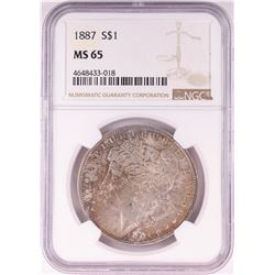 1887 $1 Morgan Silver Dollar Coin NGC MS65