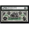 Image 1 : 1872 $20 State of South Carolina Obsolete Note PMG Gem Unc. 66EPQ Low Serial Number