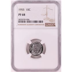 1955 Proof Roosevelt Dime Coin NGC PF68