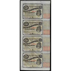 Uncut Sheet of (4) State of Louisiana Baby Bond Obsolete Notes
