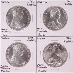 Lot of (4) 1780 Restrike Austria Maria Theresia Thaler Silver Coins