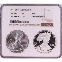 2011 $1 American Silver Eagle Coin Set NGC MS69/PF69 Ultra Cameo