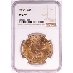 1900 $20 Liberty Head Double Eagle Gold Coin NGC MS62