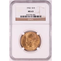 1932 $10 Indian Head Eagle Gold Coin NGC MS63