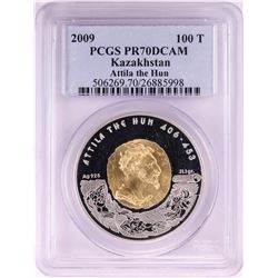2009 100T Proof Kazakhstan Attila the Hun Silver Coin PCGS PR70DCAM