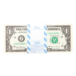 Pack of (100) Consecutive 2017 $1 Federal Reserve STAR Notes Kansas City