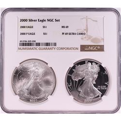 2000 $1 American Silver Eagle Coin Set NGC MS69/PF69 Ultra Cameo