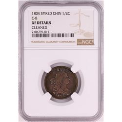 1804 Spiked Chin C-8 Draped Bust Half Cent Coin NGC XF Details