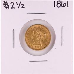 1861 No Motto New Reverse $2 1/2 Liberty Head Quarter Eagle Gold Coin