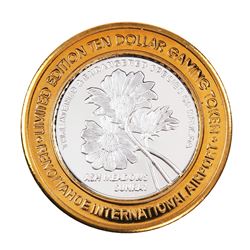 .999 Silver Reno Tahoe International Airport $10 Casino Limited Edition Gaming Token