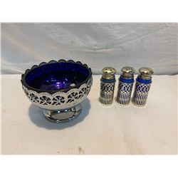 4 piece blue glass