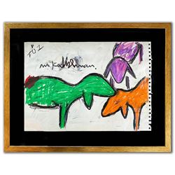 Menashe Kadishman- Pastel on Paper "Untitled"