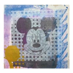 Gail Rodgers, "Mickey Mouse" Hand Signed Original Hand Pulled Silkscreen Mixed Media on Canvas with 