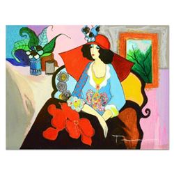 Itzchak Tarkay (1935-2012), One-of-a-Kind Acrylic Over Paint on Wood Panel, Hand Signed with Letter 