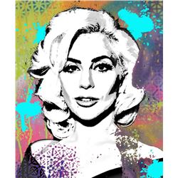 Shlomi J- Original one of a kind mixed media on canvas with glass glitter "Gaga"