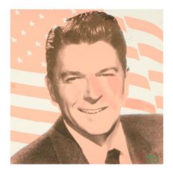 Ringo Daniel Funes (Protege of Andy Warhol's Apprentice, Steve Kaufman), "Ronald Reagan and Flag" On