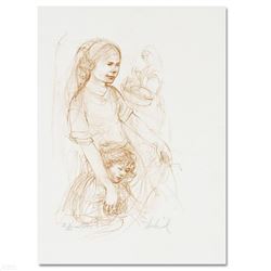 "Small Breton Woman with Child" Limited Edition Lithograph by Edna Hibel (1917-2014), Numbered and H