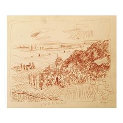 Wayne Ensrud "Volnay, Burgundy" Pastel Original Artwork; Hand Signed; COA