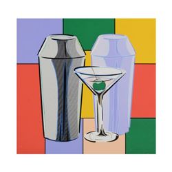 Steve Kaufman (1960-2010), "My Martini" Hand Embellished Limited Edition Silkscreen on Canvas, Numbe