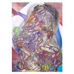 Mark Kostabi "Exploring The Infinite" Hand Signed Original Artwork with COA.