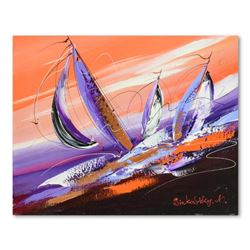 Natalia Sinkovsky, "Orange Storm" Original Acrylic Painting on Canvas, Hand Signed with Letter of Au