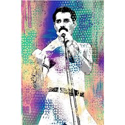 Shlomi J- Original one of a kind mixed media on canvas with glass glitter "Freddie"