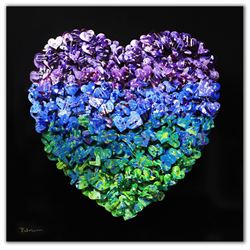 Patricia Govezensky- Original 3D Metal Art on Wood "Heart"