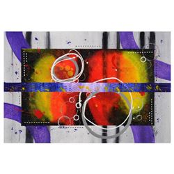 George Marlowe, "Circular" Hand Signed Original Acrylic Painting on Canvas with Certificate of Authe