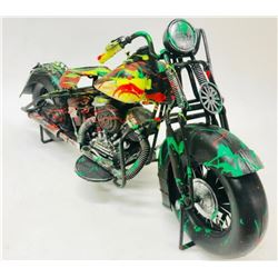 E.M. Zax- Hand Painted metal sculpture  "Harley Davidson"