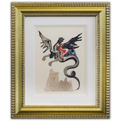 Salvador Dali- Original Color Woodcut on B.F.K. Rives Paper "Inferno 17"