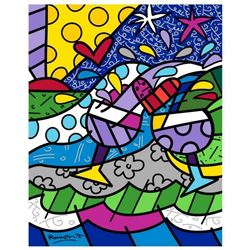 Romero Britto "Wine Country Purple" Hand Signed Limited Edition Giclee on Canvas; COA