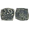 Image 1 : Ancient India: Archaic silver punch-marked coin, Saurashtra region, open cross with Swastika, 0.92g
