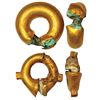 Image 1 : Ancient India: A pair of Ancient India ear ornaments, lead core clad in gold, 5.68g and 3.51g.