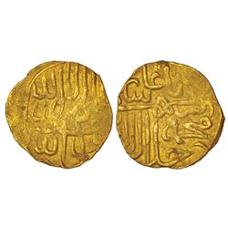 Mughals: Akbar (1556-1605 AD), gold 1/8 ashrafi or 1/20 mohur, mintless 'Badakhshan' type, 0.84g.