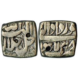 Mughals: Akbar (1556-1605 AD), silver square ½ rupee, 5.57g, Lahore mint, Khurdad 38