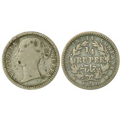 British India Victoria Queen Divided Legend Silver Rupee 1840 Madras Mint 2 73g