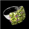 Image 2 : Natural Unheated Oval Peridot & Ruby Ring