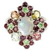 Image 1 : NATURAL OPAL TSAVORITE GARNET & TOURMALINE Ring